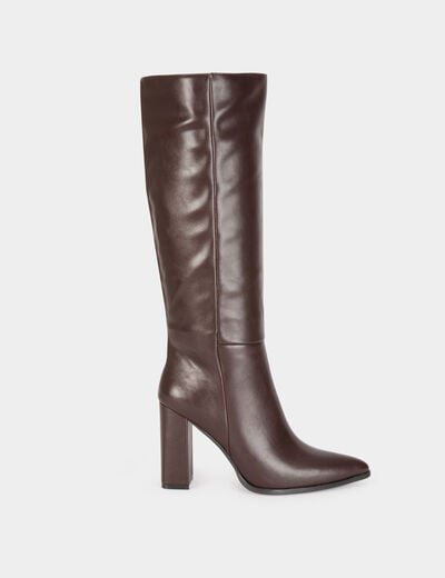 Bottes &agrave; talons et bouts pointus marron fonc&eacute; femme
