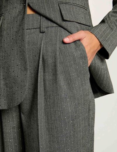 Pantalon droit à rayures gris moyen femme