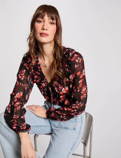 T-shirt manches longues multicolore femme