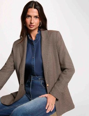 Veste droite col tailleur multicolore femme