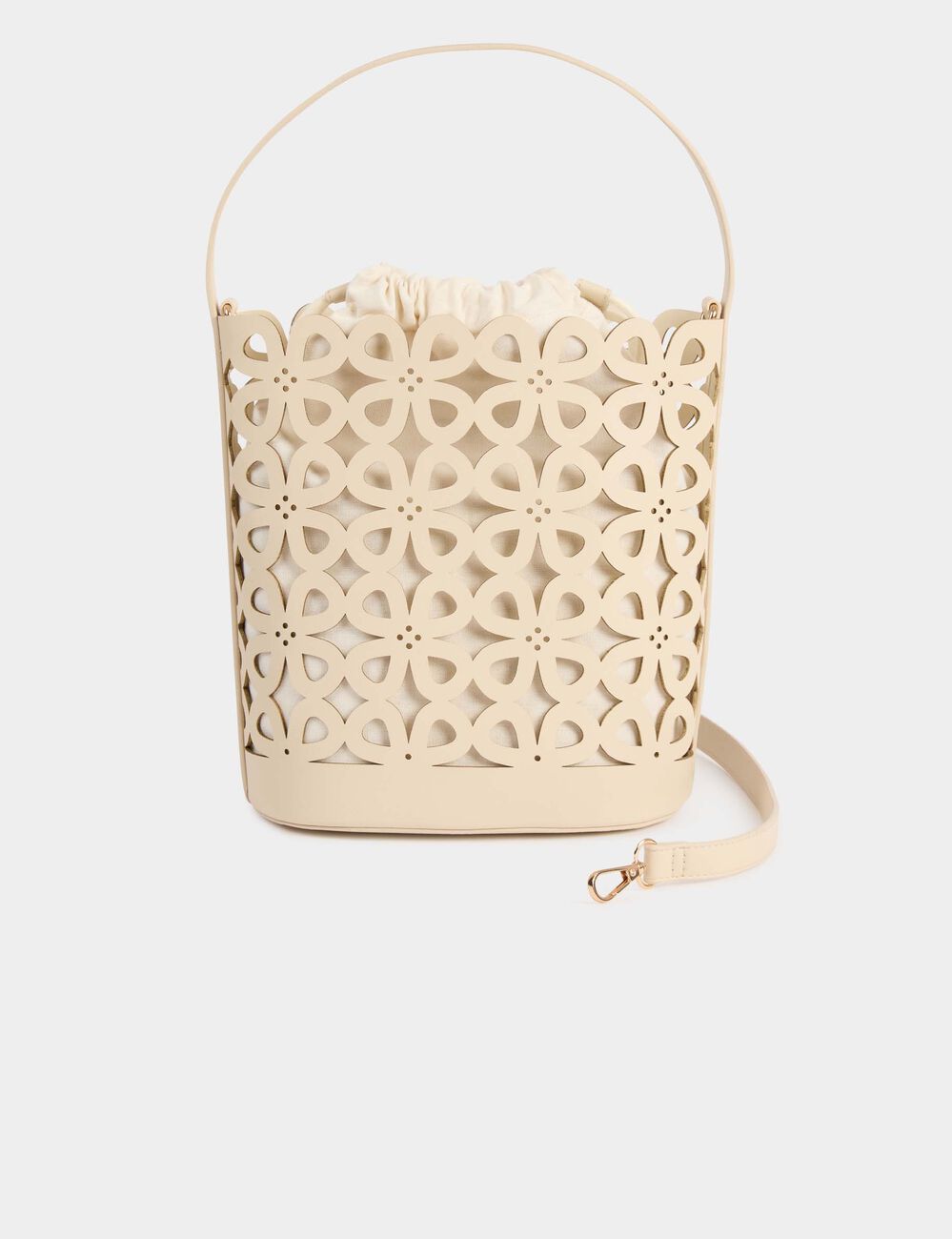 Gesneden emmer tas helder wit vrouw