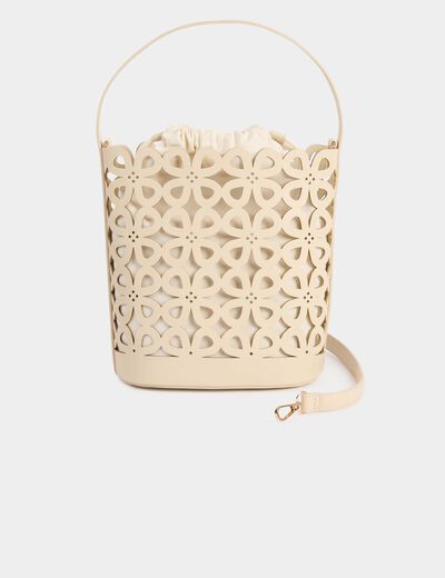 Gesneden emmer tas helder wit vrouw