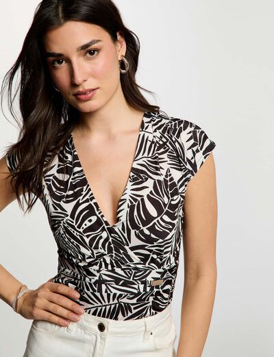 T-shirt ajust&eacute; d&eacute;collet&eacute; multicolore femme