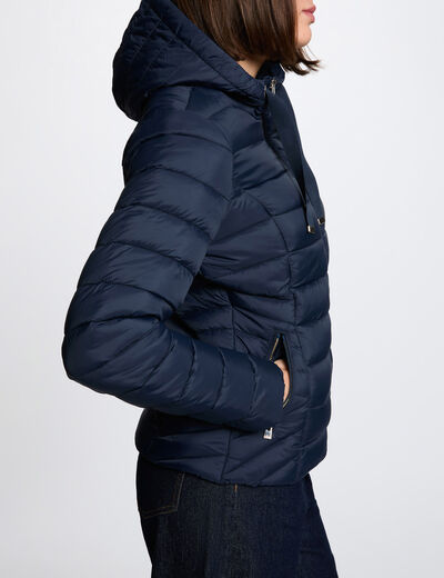 Doudoune &agrave; capuche bleu marine femme