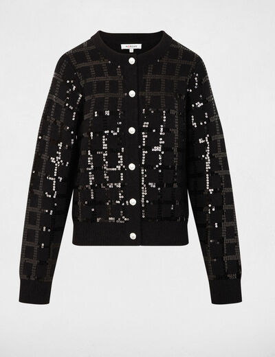 Veste ajustée à sequins noir femme