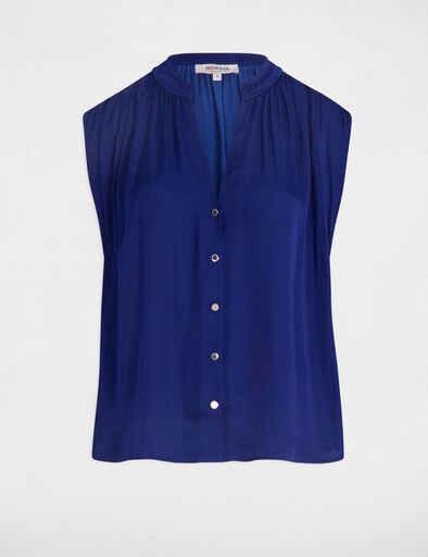 Mouwloze blouse bleu electrique vrouw