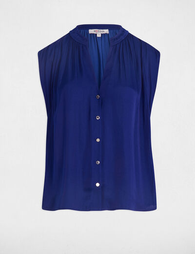 Mouwloze blouse bleu electrique vrouw