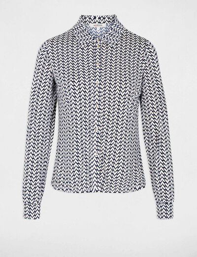 Chemise droite col &agrave; revers blanc femme