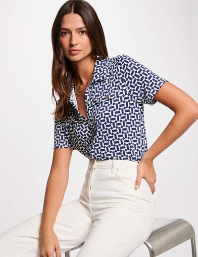 Blouse met korte mouwen helder wit vrouw