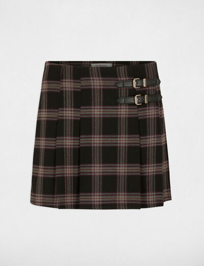 Jupe-short tweed droite noir femme