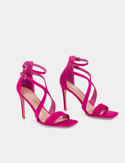 Sandales à talons avec brides rose femme