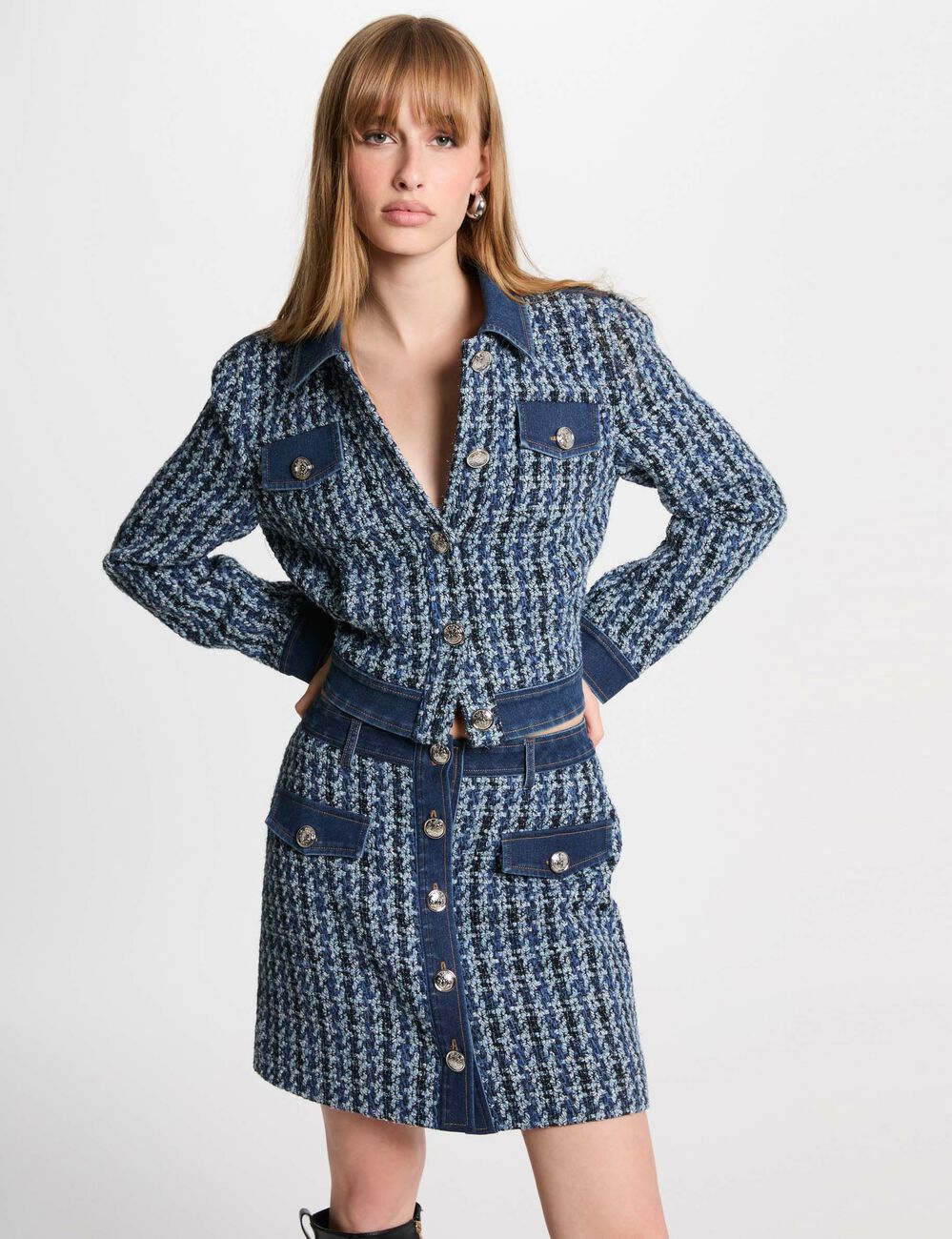 Korte tweed rok meerkleurig vrouw
