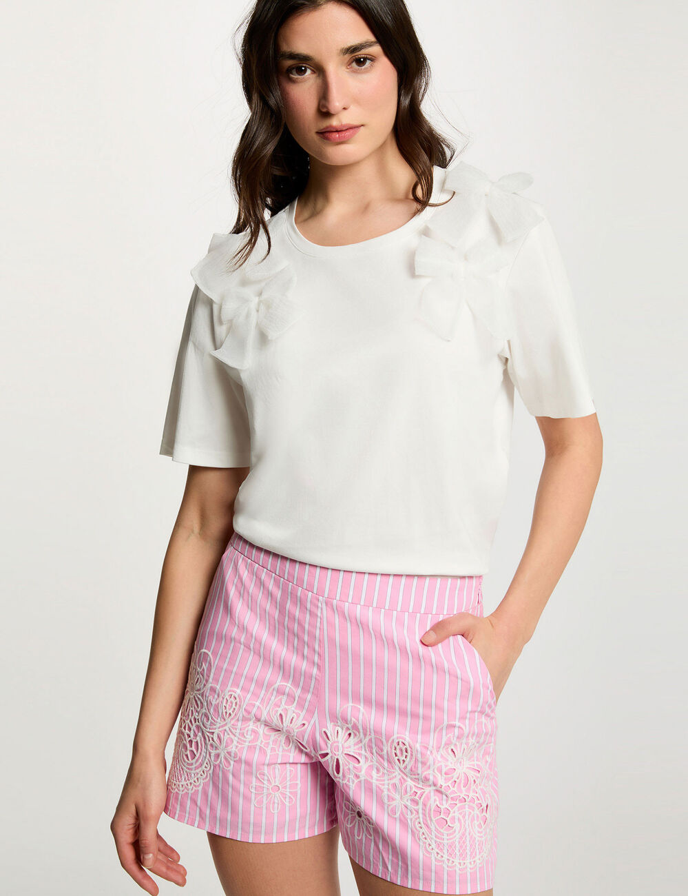 Short taille haute rose femme