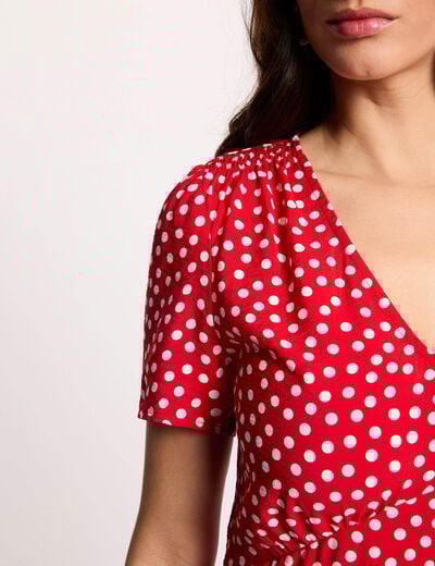 Midijurk met V-hals rood vrouw