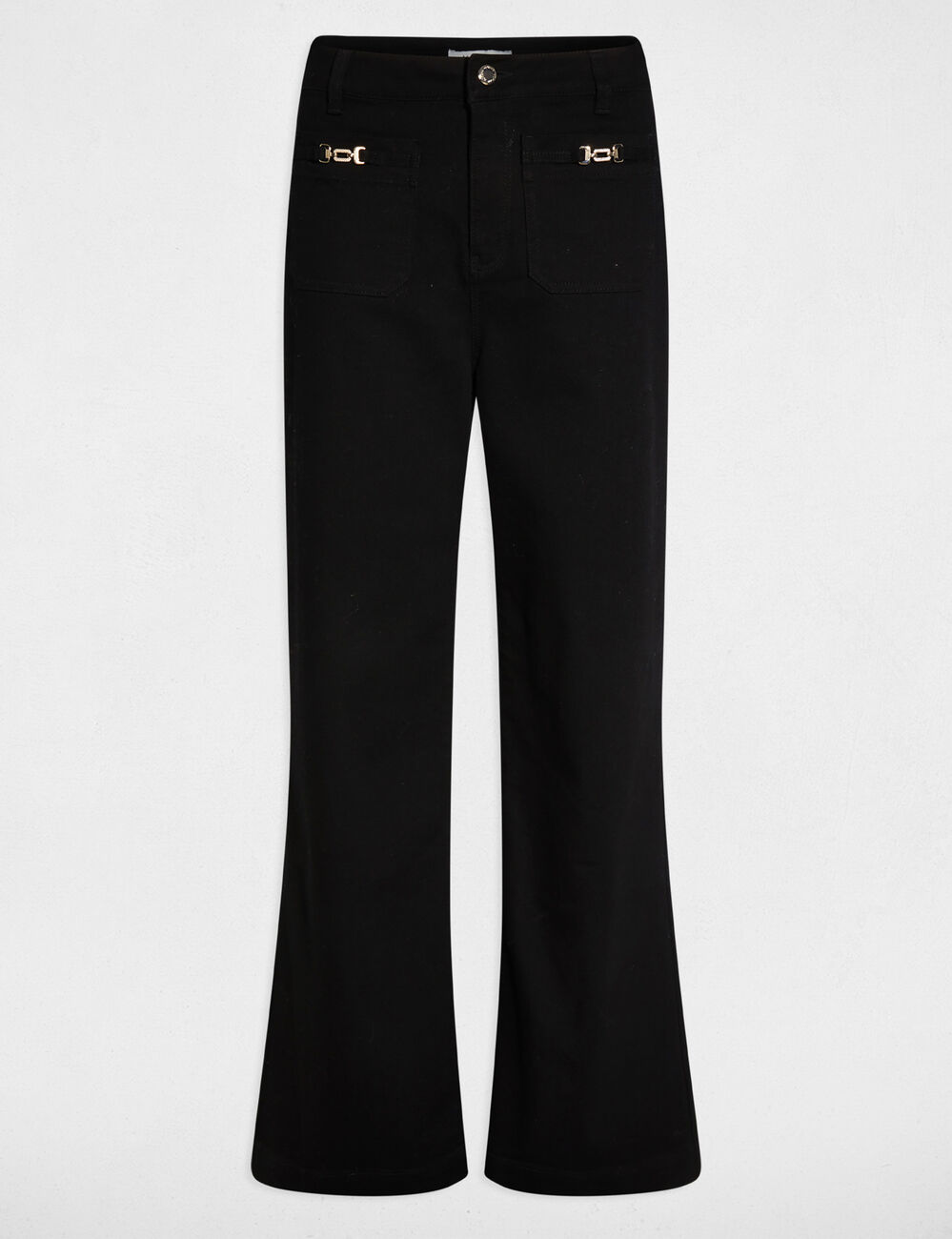 Hoge taille wijde jeans zwart vrouw