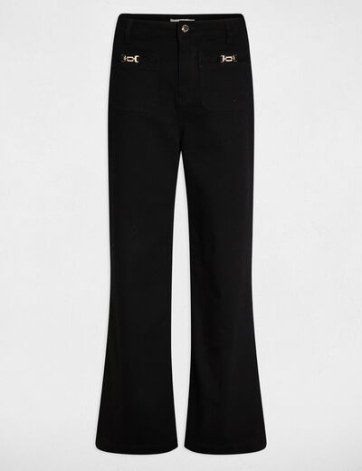 Hoge taille wijde jeans zwart vrouw