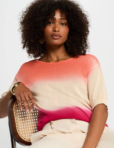 Pull manches 3/4 imprimé multicolore femme