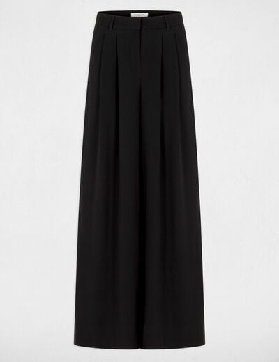 Pantalon large taille haute noir femme