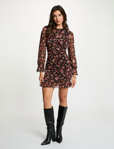 Robe courte ajust&eacute;e multicolore femme