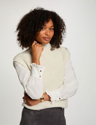 Pull sans manches ivoire femme