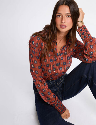 Chemise fluide imprimée multicolore femme