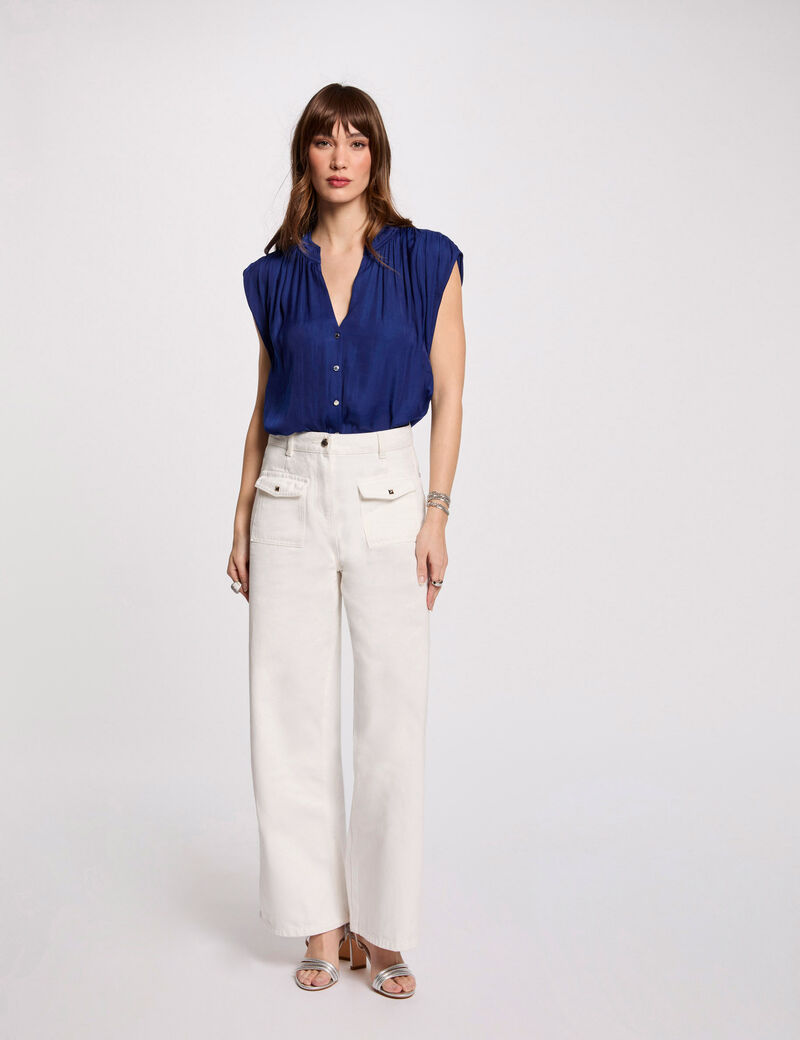 mouwloze blouse bleu electrique vrouw Mouwloze blouse bleu electrique vrouw
