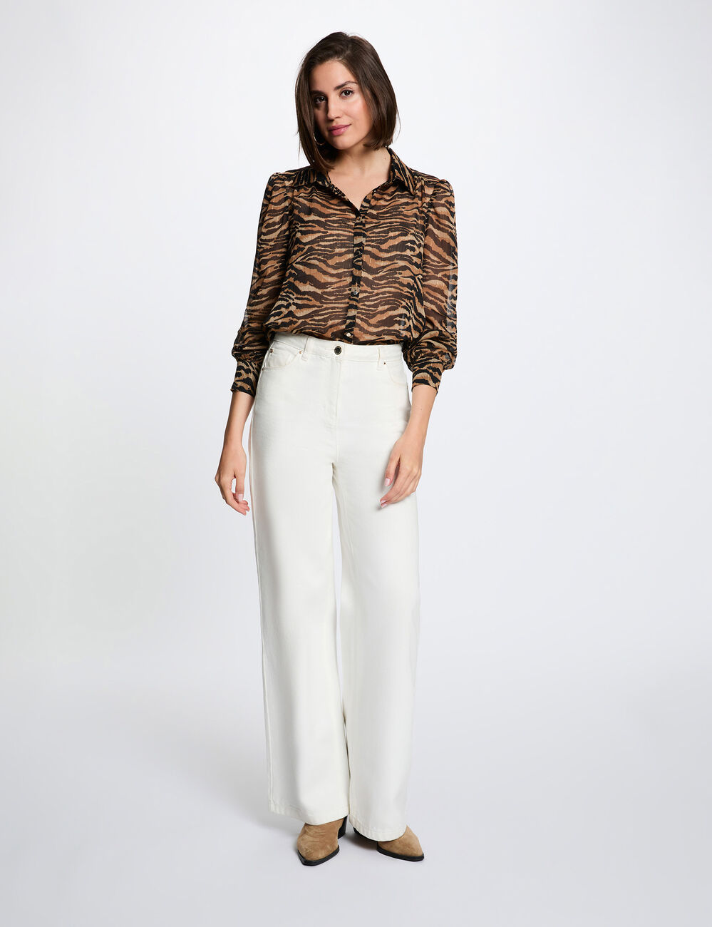 Bedrukte voile blouse meerkleurig vrouw