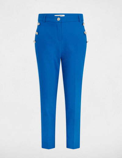 Pantalon cigarette 7/8ème bleu electrique femme