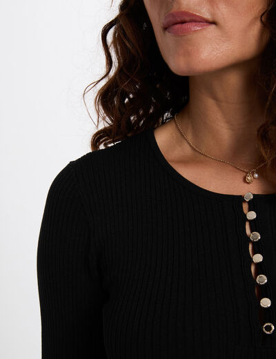 Robe tricot col rond noir femme