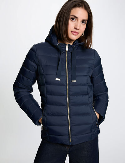 Doudoune &agrave; capuche bleu marine femme