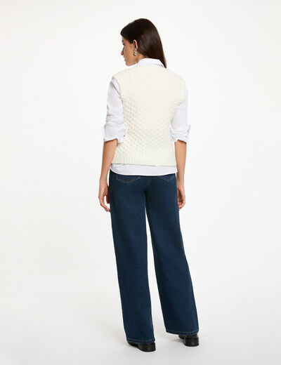 Pull sans manches blanc femme