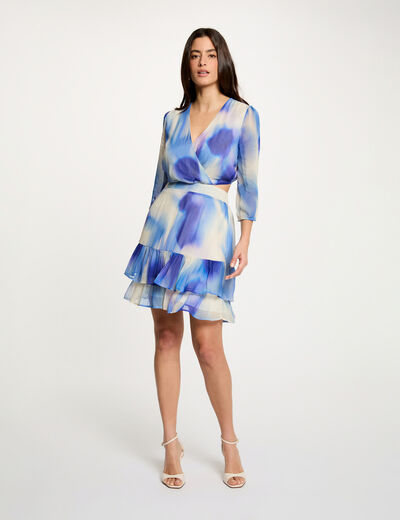 Robe courte ajust&eacute;e multicolore femme