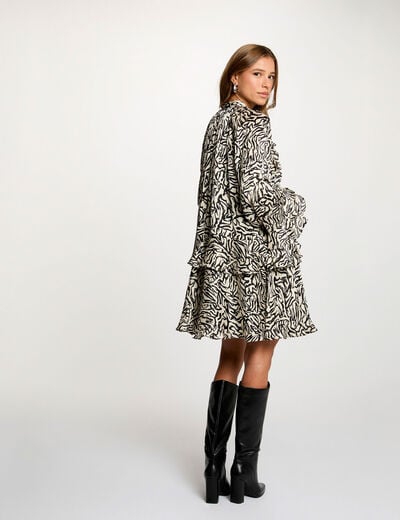 Robe courte plissée multicolore femme