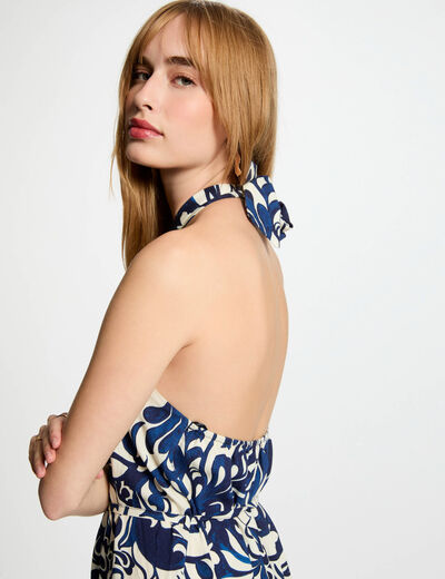 Robe longue droite imprimée multicolore femme