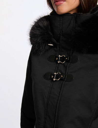 parka droite mi longue noir femme Parka droite mi-longue noir femme