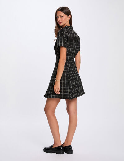 Robe ajustée à plis noir femme