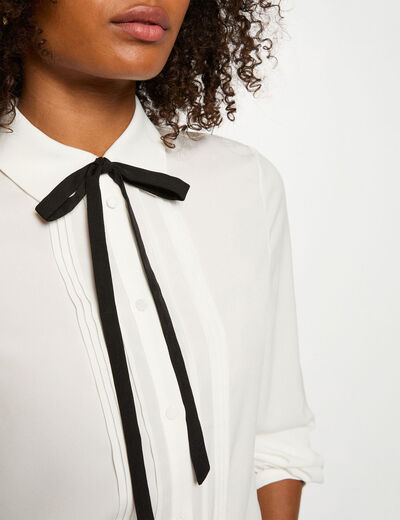 Chemise fluide col claudine blanc femme
