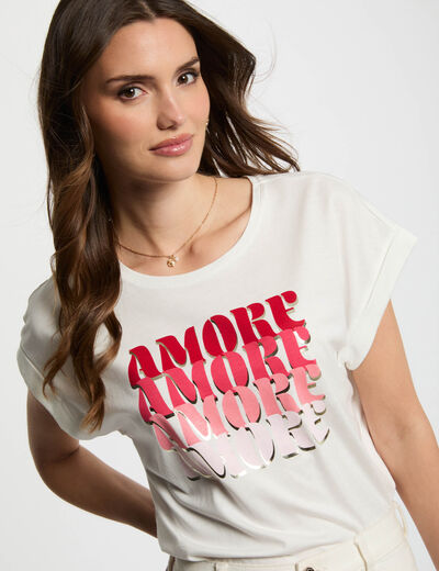 T-shirt à inscription blanc femme