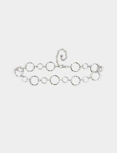 Ceinture anneaux en métal couleur argent femme
