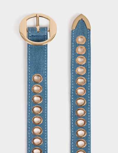 Jeans riem met oogjes stone washed denim vrouw