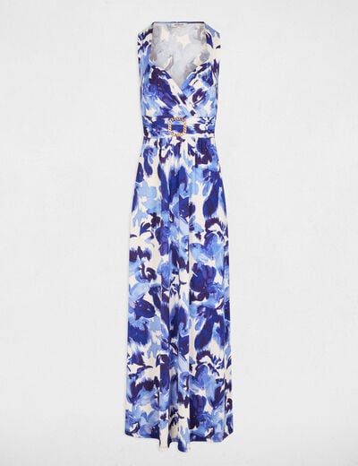 Robe longue col coeur multicolore femme