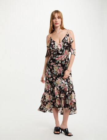 Top met print en ruches meerkleurig vrouw