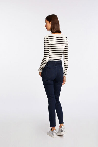 Slimfit jeans hoge taille en ceintuur jean stone vrouw