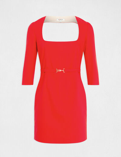 Robe ajustée encolure carrée dos ouvert rouge femme