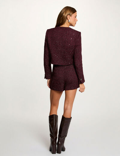 veste ajustee col rond prune femme Veste ajustée col rond prune femme