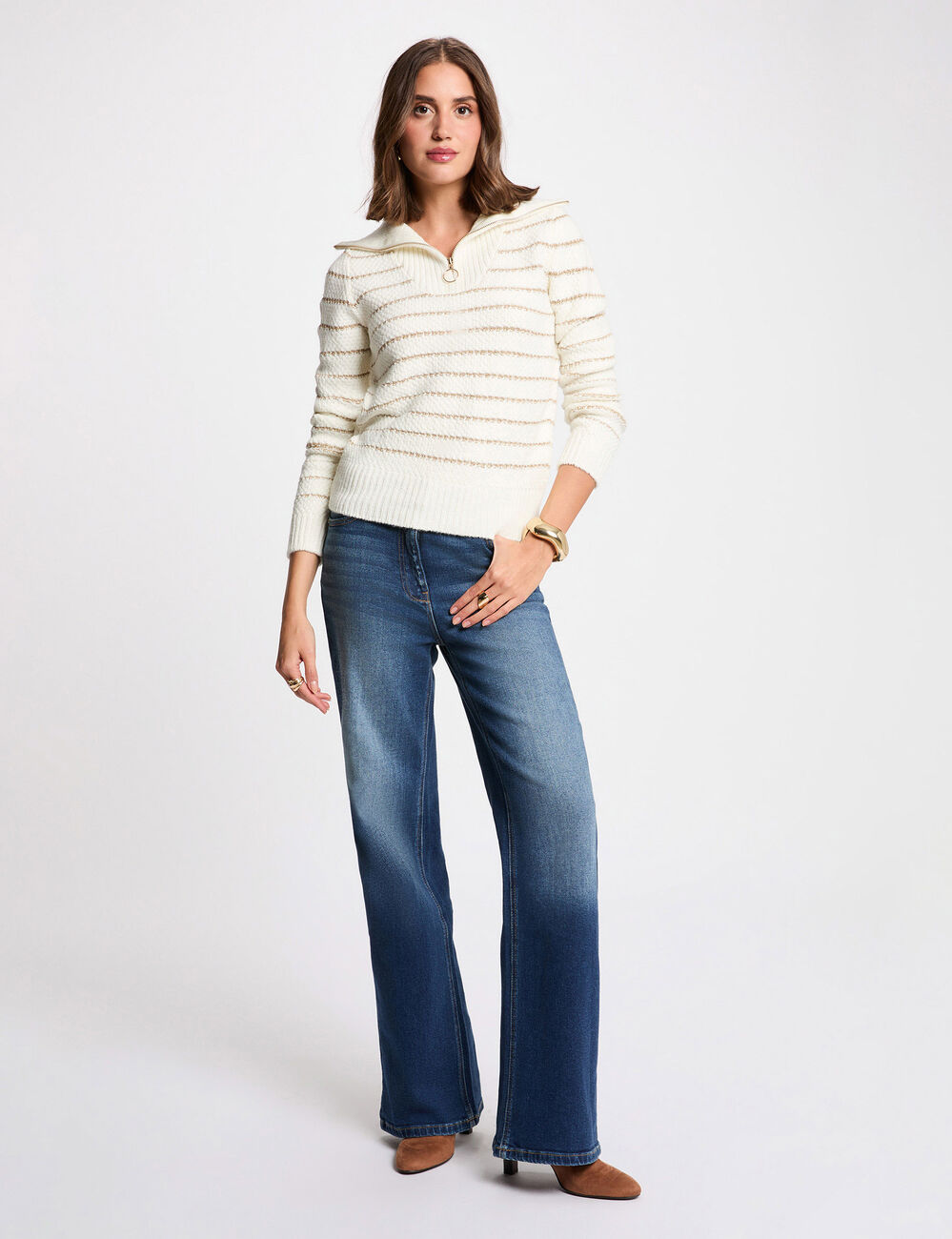 pull col camionneur ivoire femme Pull col camionneur ivoire femme
