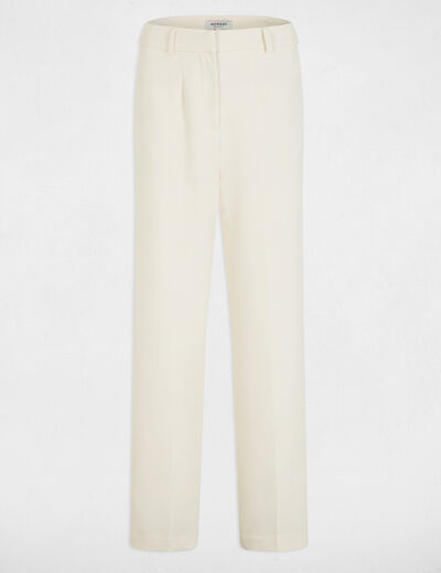 Pantalon droit &agrave; pinces creme femme