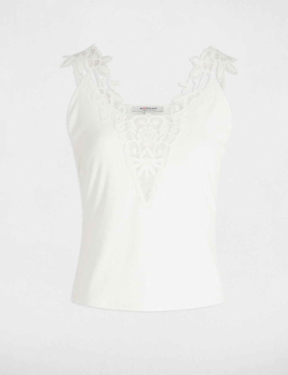 Tanktop met fijne bandjes helder wit vrouw