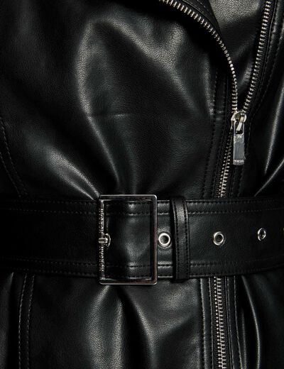 Blouson simili cuir noir femme
