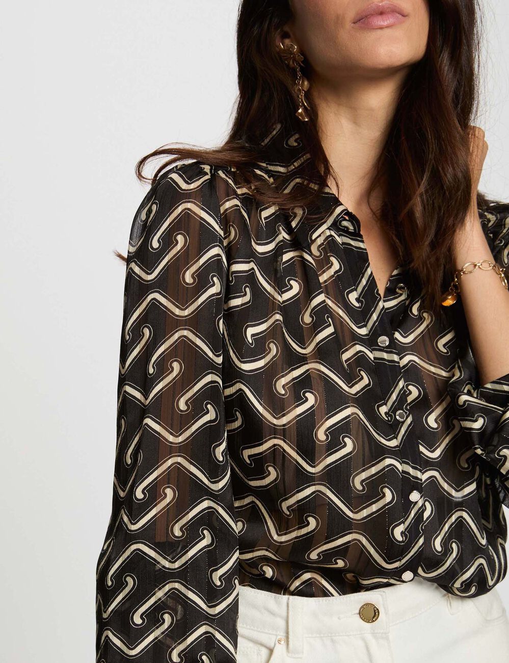 Chemise voile imprimée multicolore femme